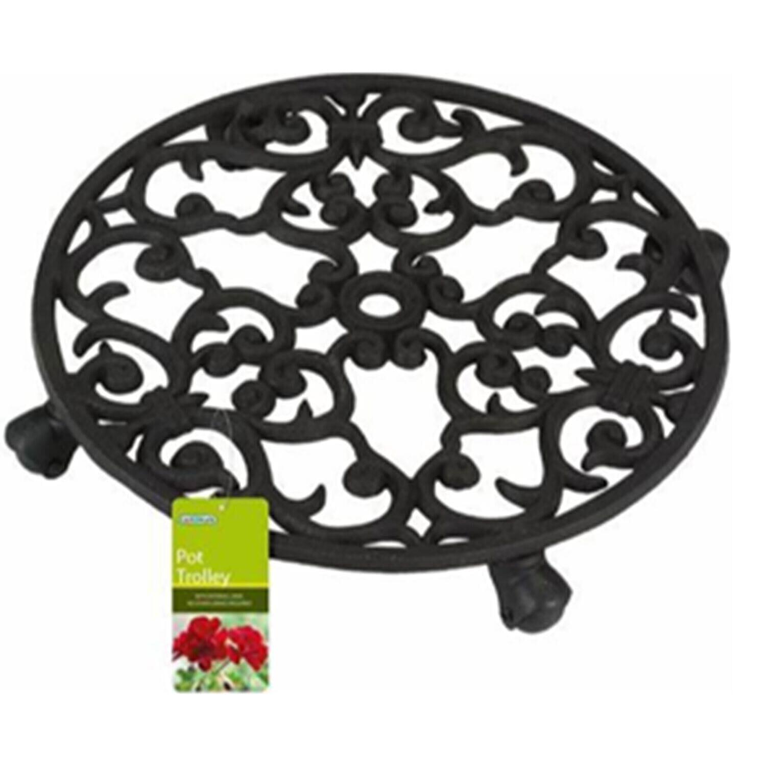 Gardman Cast Iron Pot Trolley (Size 31 cm) - Black
