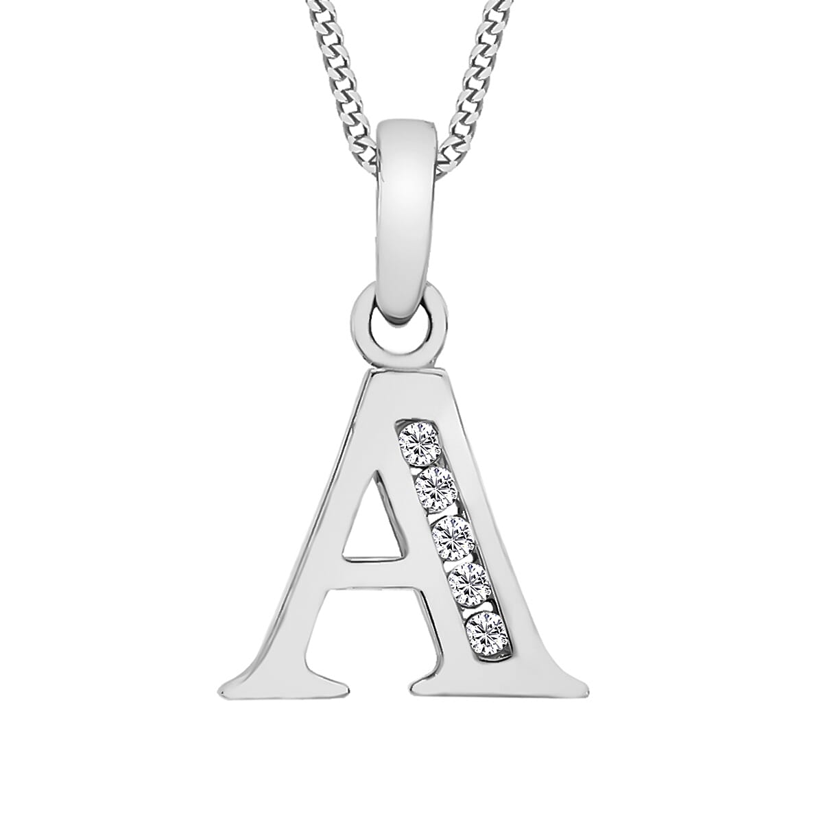 9K White Gold  A   Cubic Zirconia  Pendant 0.03 ct,  Gold Wt. 0.54 Gms  0.025  Ct.