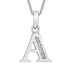 9K White Gold  A   Cubic Zirconia  Pendant 0.03 ct,  Gold Wt. 0.54 Gms  0.025  Ct.