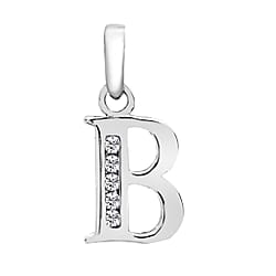 9K White Gold  A   Cubic Zirconia  Pendant 0.03 ct,  Gold Wt. 0.54 Gms  0.025  Ct.