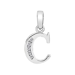 9K White Gold  A   Cubic Zirconia  Pendant 0.03 ct,  Gold Wt. 0.54 Gms  0.025  Ct.