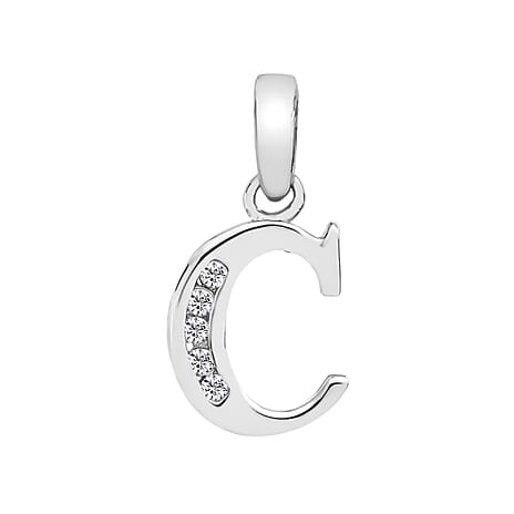 9K White Gold  A   Cubic Zirconia  Pendant 0.03 ct,  Gold Wt. 0.47 Gms  0.025  Ct.