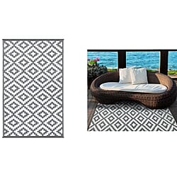 Green Decore Lightweight Reversible Stain Proof Plastic Outdoor Rug (Size 150x240 cm) - Grey