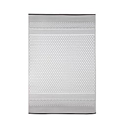 Green Decore Lightweight Reversible Stain Proof Plastic Outdoor Rug (Size 180x120 cm) - Light Grey and White