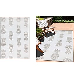 Green Decore Lightweight Reversible Stain Proof Plastic Outdoor Rug (Size 180x120 cm) - Grey and Lighjt Grey