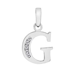 9K White Gold  A   Cubic Zirconia  Pendant 0.03 ct,  Gold Wt. 0.54 Gms  0.025  Ct.