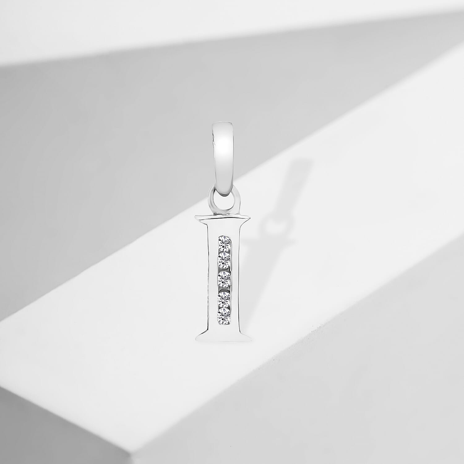 9K White Gold  A   Cubic Zirconia  Pendant 0.03 ct,  Gold Wt. 0.36 Gms  0.025  Ct.