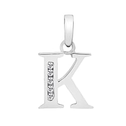 9K White Gold  A   Cubic Zirconia  Pendant 0.03 ct,  Gold Wt. 0.54 Gms  0.025  Ct.