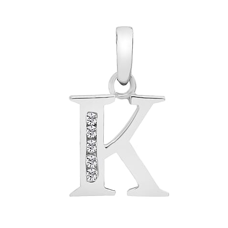 9K White Gold  A   Cubic Zirconia  Pendant 0.03 ct,  Gold Wt. 0.51 Gms  0.025  Ct.