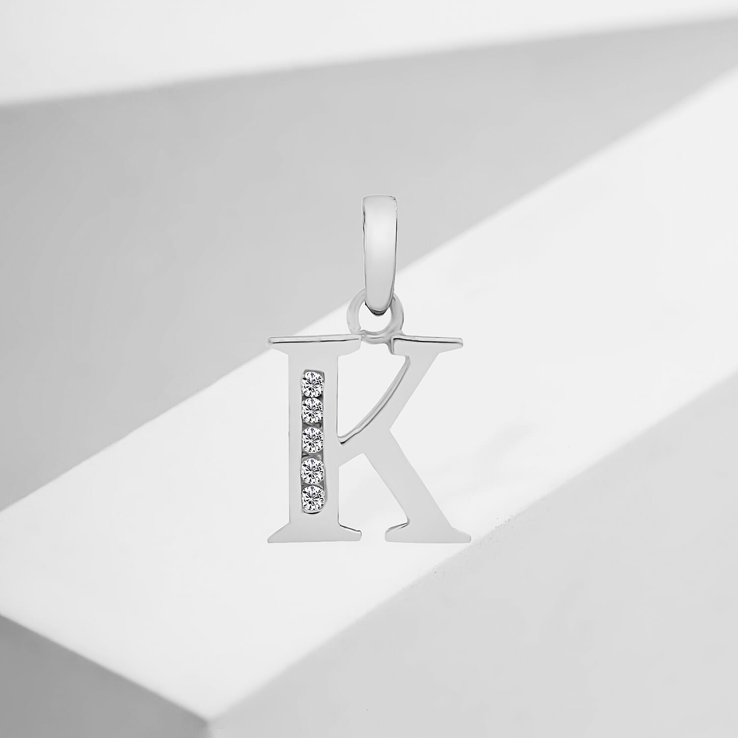 9K White Gold  A   Cubic Zirconia  Pendant 0.03 ct,  Gold Wt. 0.51 Gms  0.025  Ct.