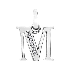 9K White Gold  A   Cubic Zirconia  Pendant 0.03 ct,  Gold Wt. 0.54 Gms  0.025  Ct.