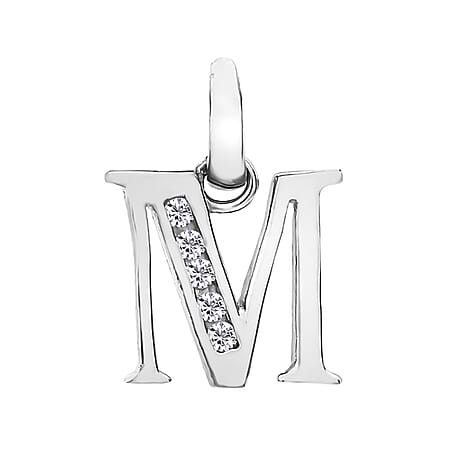 9K White Gold  A   Cubic Zirconia  Pendant 0.03 ct,  Gold Wt. 0.56 Gms  0.025  Ct.