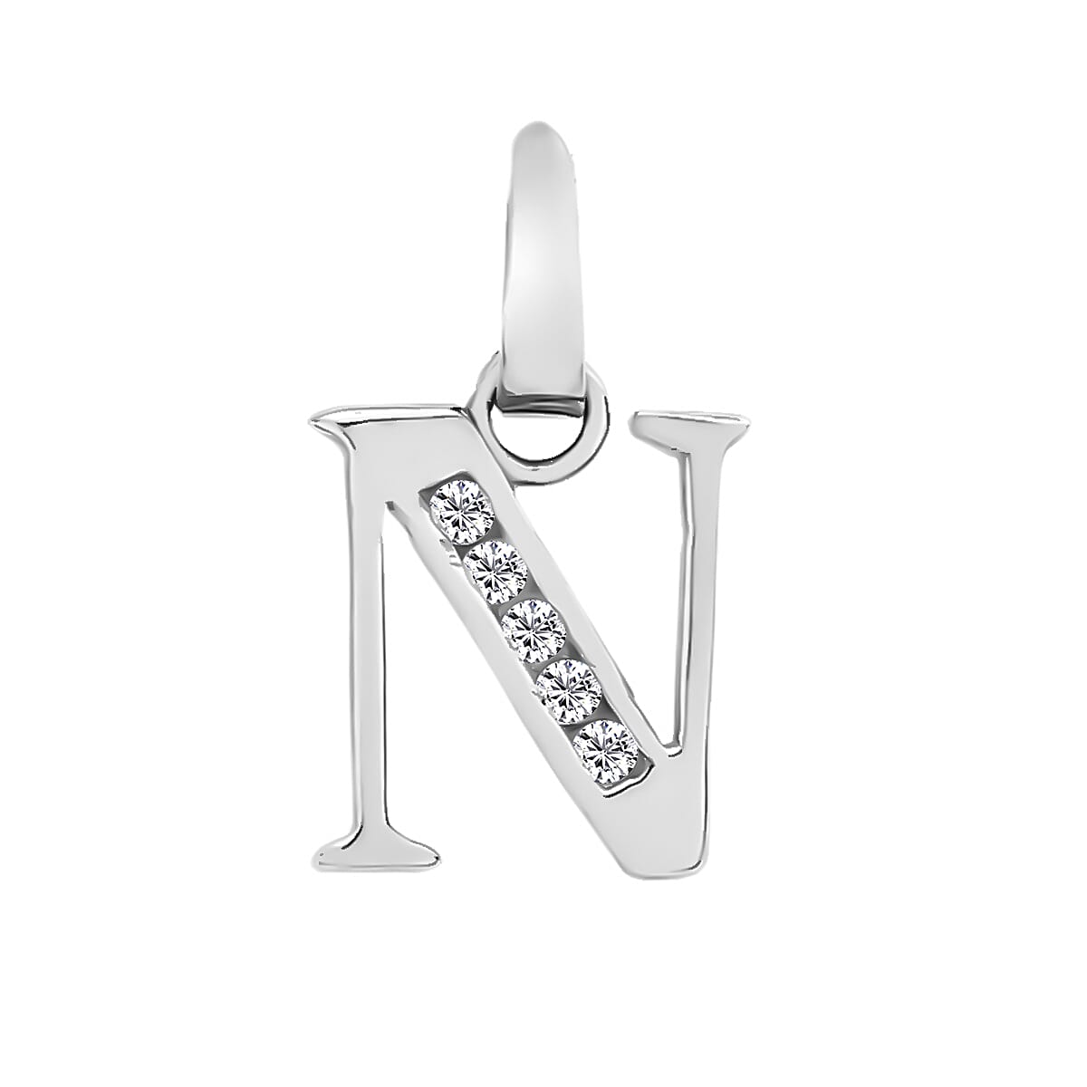 9K White Gold  A   Cubic Zirconia  Pendant 0.03 ct,  Gold Wt. 0.36 Gms  0.025  Ct.
