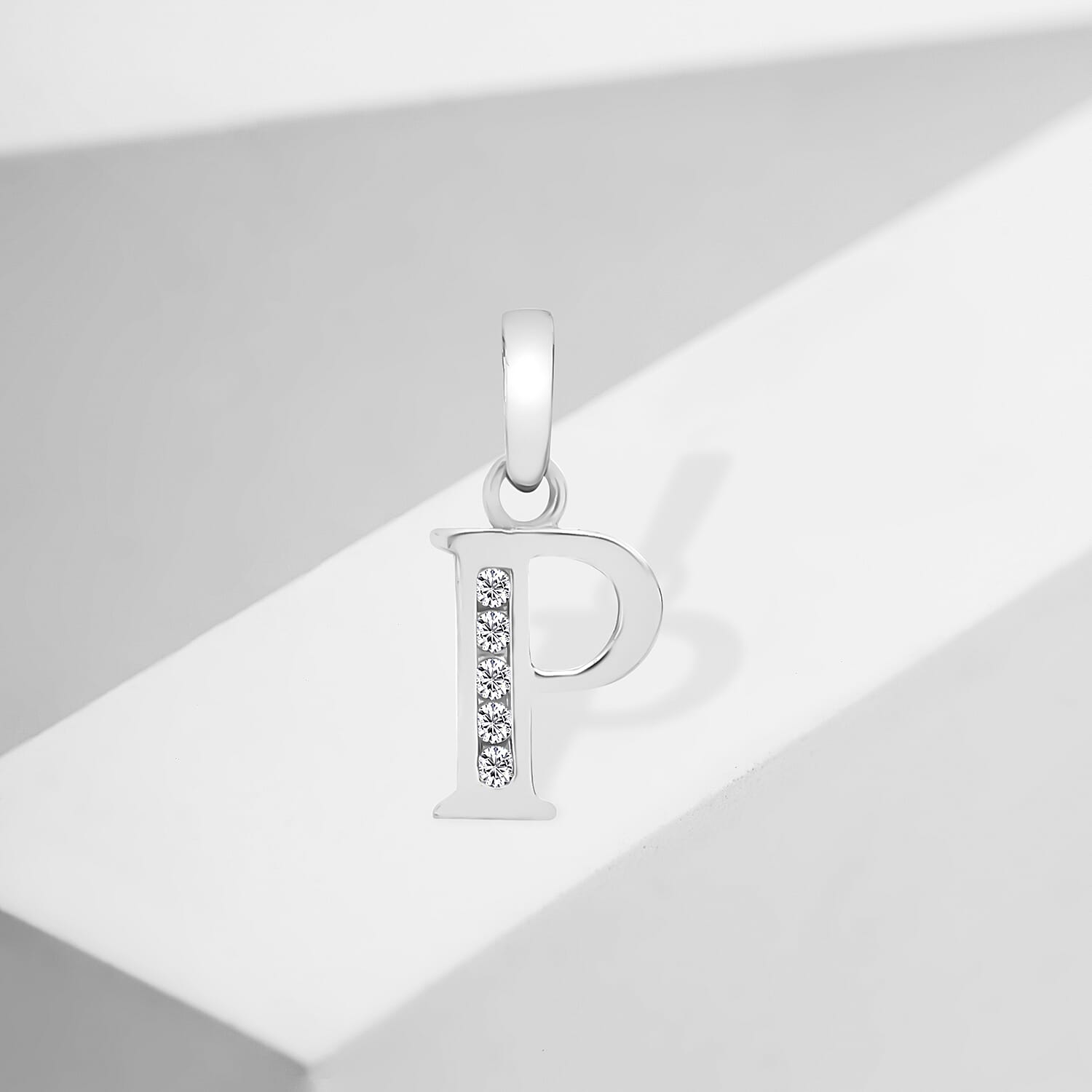 9K White Gold  A   Cubic Zirconia  Pendant 0.03 ct,  Gold Wt. 0.4 Gms  0.025  Ct.