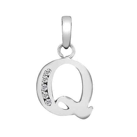 9K White Gold  A   Cubic Zirconia  Pendant 0.03 ct,  Gold Wt. 0.61 Gms  0.025  Ct.