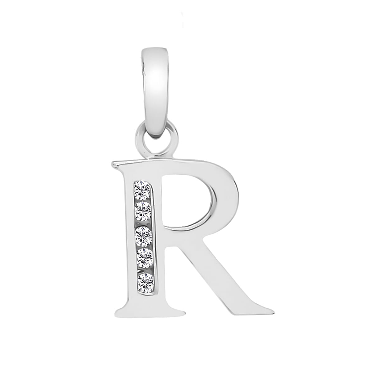 9K White Gold  A   Cubic Zirconia  Pendant 0.03 ct,  Gold Wt. 0.55 Gms  0.025  Ct.