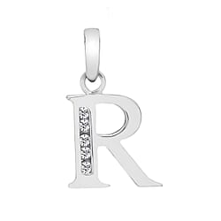 9K White Gold  A   Cubic Zirconia  Pendant 0.03 ct,  Gold Wt. 0.54 Gms  0.025  Ct.