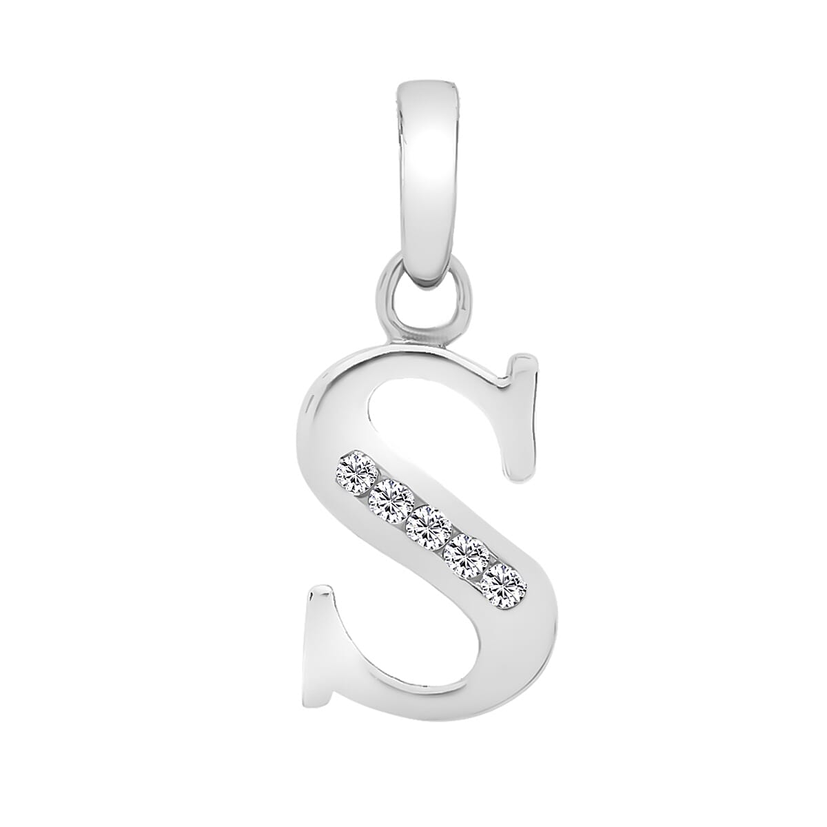 9K White Gold  A   Cubic Zirconia  Pendant 0.03 ct,  Gold Wt. 0.51 Gms  0.025  Ct.