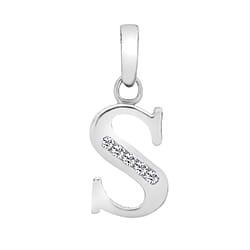 9K White Gold  A   Cubic Zirconia  Pendant 0.03 ct,  Gold Wt. 0.54 Gms  0.025  Ct.