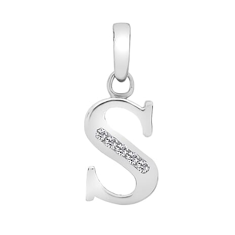 9K White Gold  A   Cubic Zirconia  Pendant 0.03 ct,  Gold Wt. 0.51 Gms  0.025  Ct.