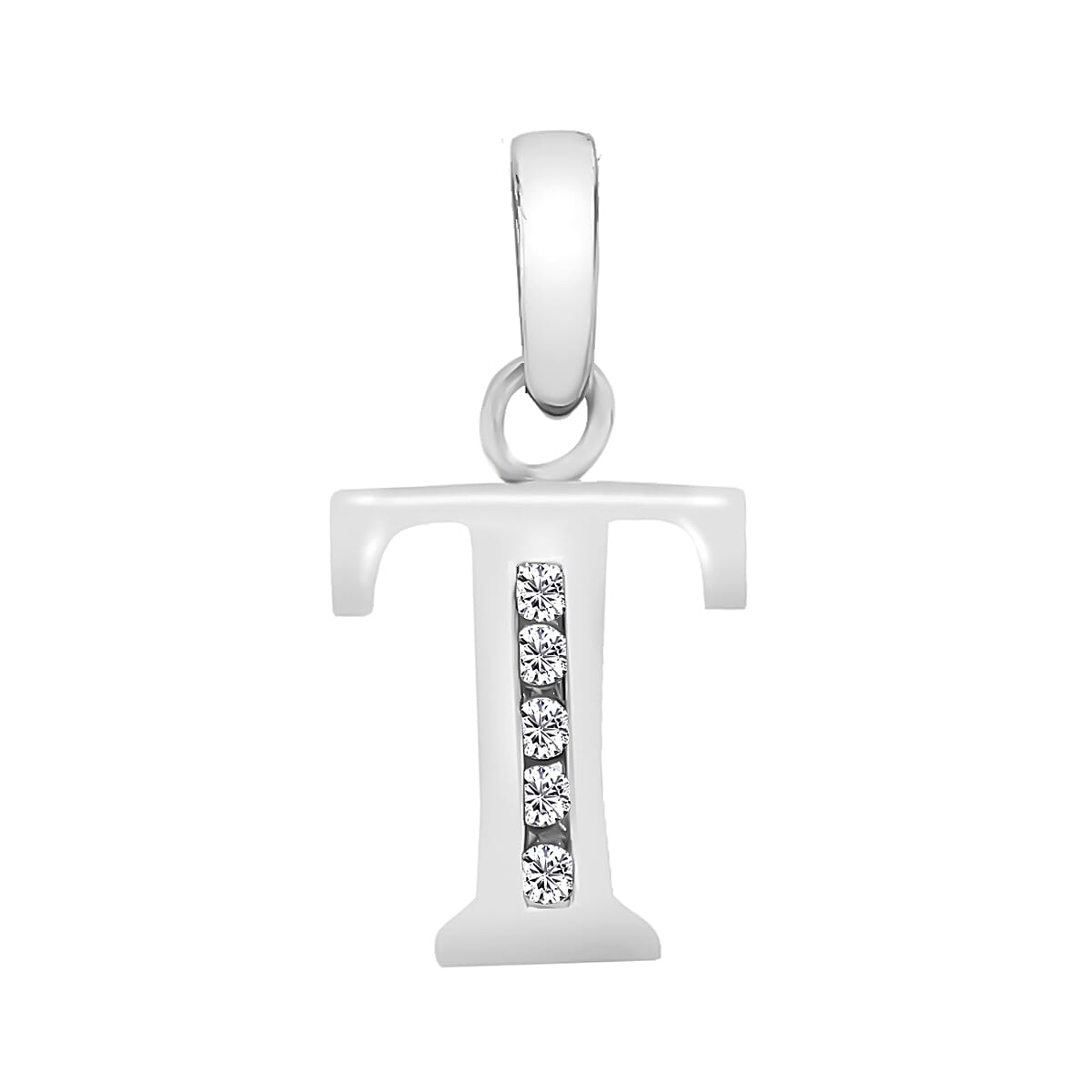 9K White Gold  A   Cubic Zirconia  Pendant 0.03 ct,  Gold Wt. 0.39 Gms  0.025  Ct.