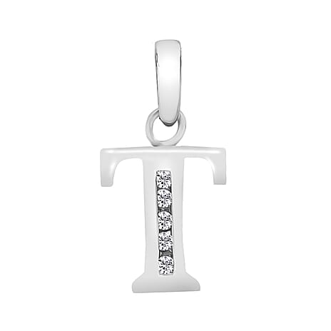 9K White Gold  A   Cubic Zirconia  Pendant 0.03 ct,  Gold Wt. 0.39 Gms  0.025  Ct.