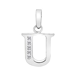9K White Gold  A   Cubic Zirconia  Pendant 0.03 ct,  Gold Wt. 0.54 Gms  0.025  Ct.