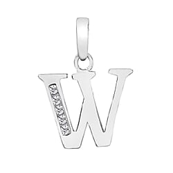 9K White Gold  A   Cubic Zirconia  Pendant 0.03 ct,  Gold Wt. 0.54 Gms  0.025  Ct.