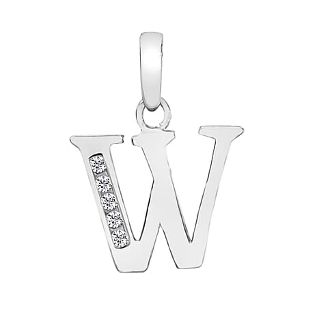 9K White Gold  A   Cubic Zirconia  Pendant 0.03 ct,  Gold Wt. 0.57 Gms  0.025  Ct.