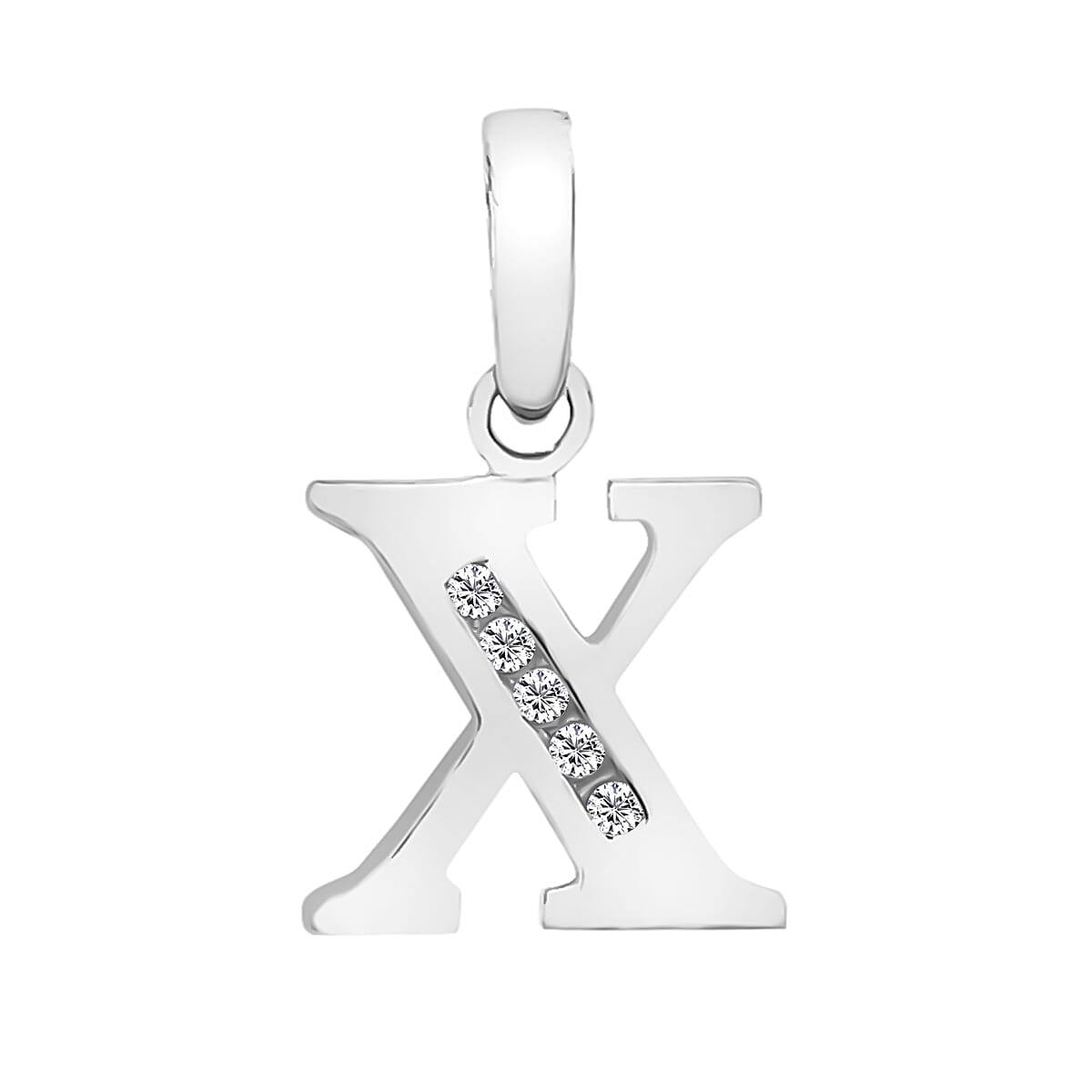 9K White Gold  A   Cubic Zirconia  Pendant 0.03 ct,  Gold Wt. 0.61 Gms  0.025  Ct.