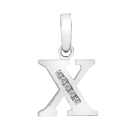 9K White Gold  A   Cubic Zirconia  Pendant 0.03 ct,  Gold Wt. 0.61 Gms  0.025  Ct.