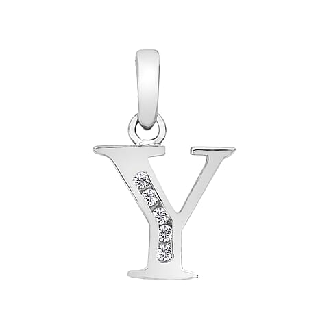 9K White Gold  A   Cubic Zirconia  Pendant 0.03 ct,  Gold Wt. 0.41 Gms  0.025  Ct.