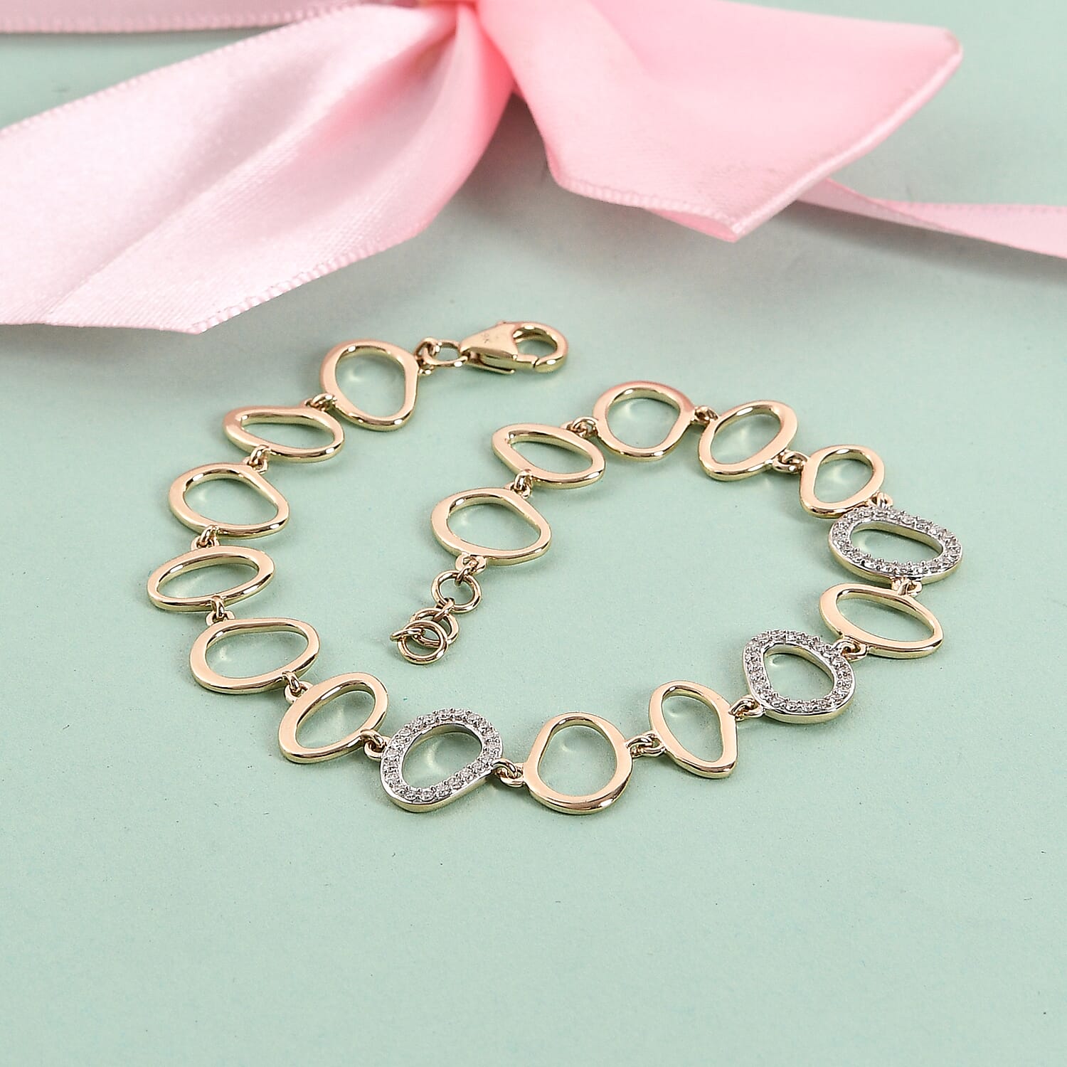 RACHEL GALLEY 9K Yellow Gold SGL Certified Diamond (I1-G-H) Bracelet (Size - 8 with Ext.) 0.50 Ct, Gold Wt. 8.98 Gms