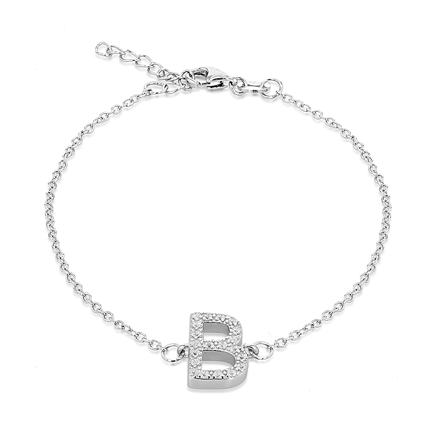Cubic Zirconia  Bracelet (Size - 7.5) in Rhodium Overlay Sterling Silver 1.90 ct  1.900  Ct.