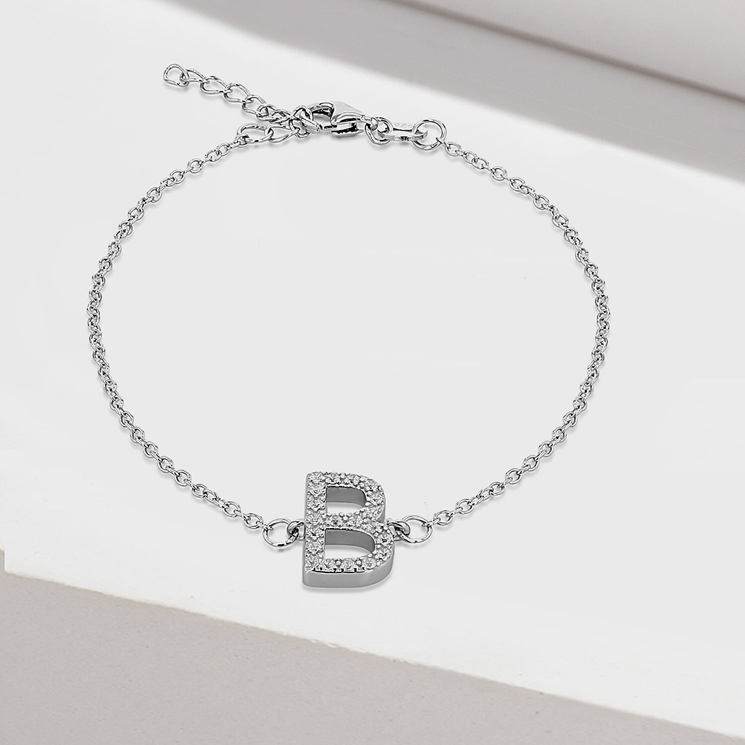 Cubic Zirconia  Bracelet (Size - 7.5) in Rhodium Overlay Sterling Silver 1.90 ct  1.900  Ct.