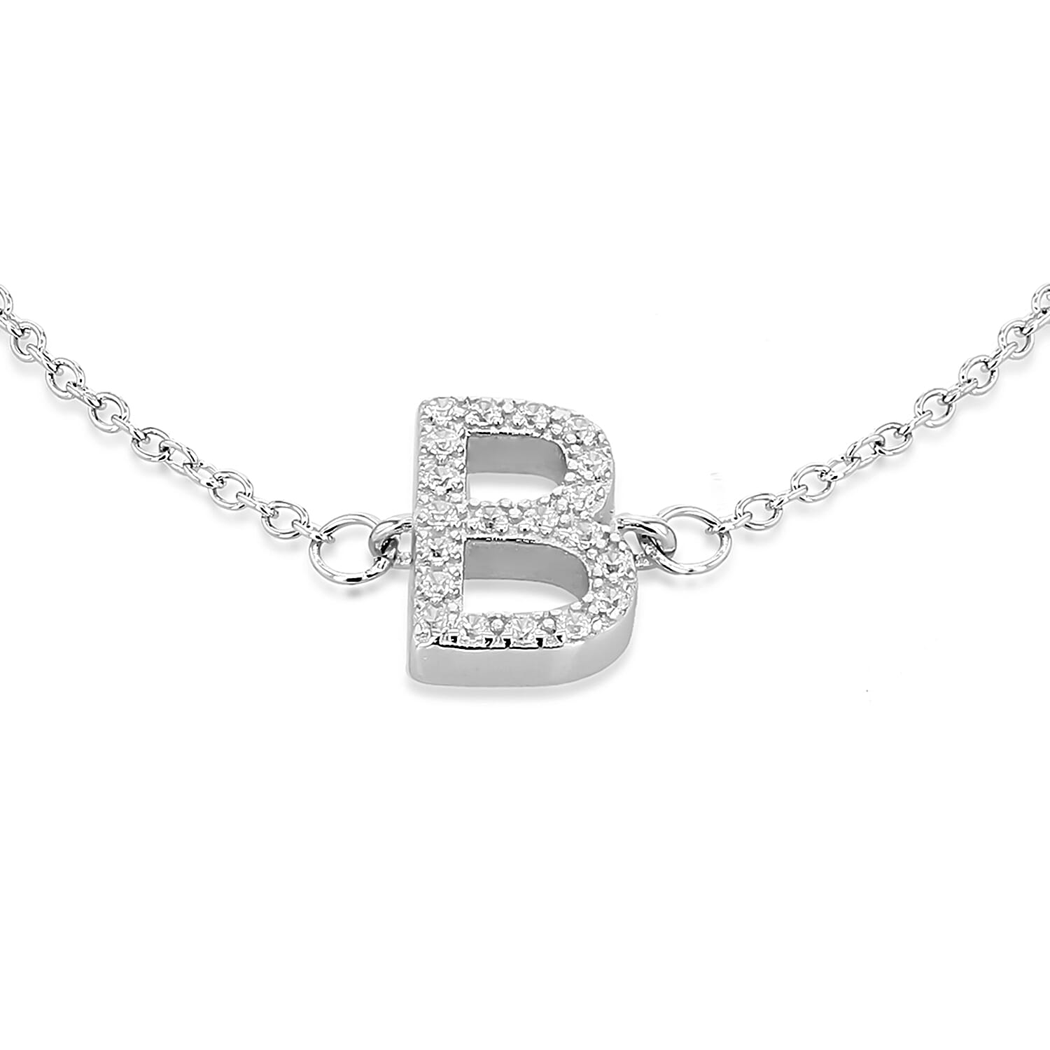 Cubic Zirconia  Bracelet (Size - 7.5) in Rhodium Overlay Sterling Silver 1.90 ct  1.900  Ct.
