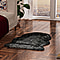 Faux Fur Patterned Rug - Doormat -  Black
