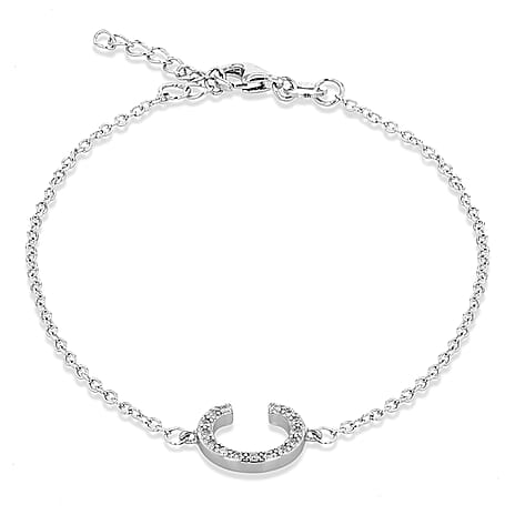 Cubic Zirconia  Bracelet (Size - 7.5) in Rhodium Overlay Sterling Silver 0.07 ct  0.065  Ct.