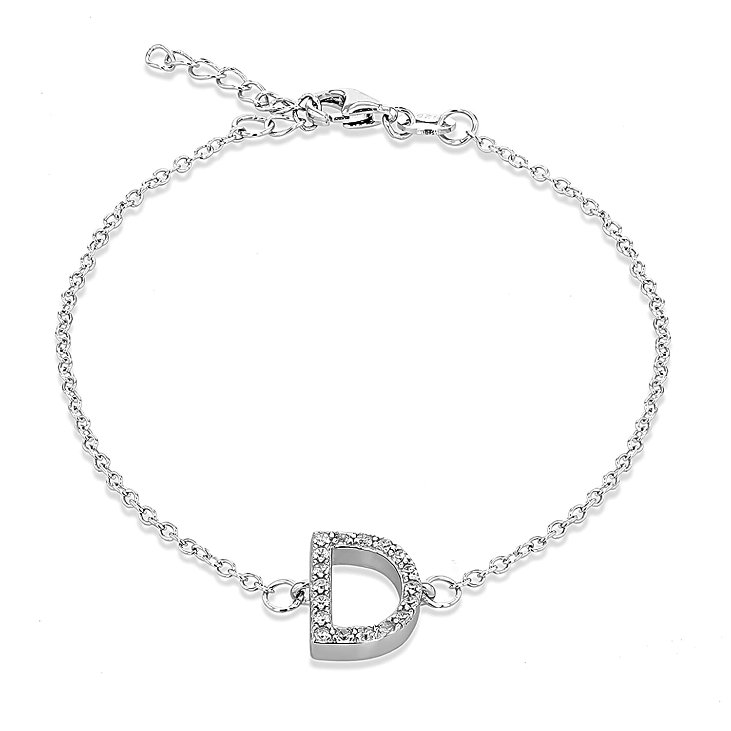 Cubic Zirconia  Bracelet (Size - 7.5) in Rhodium Overlay Sterling Silver 0.09 ct  0.085  Ct.
