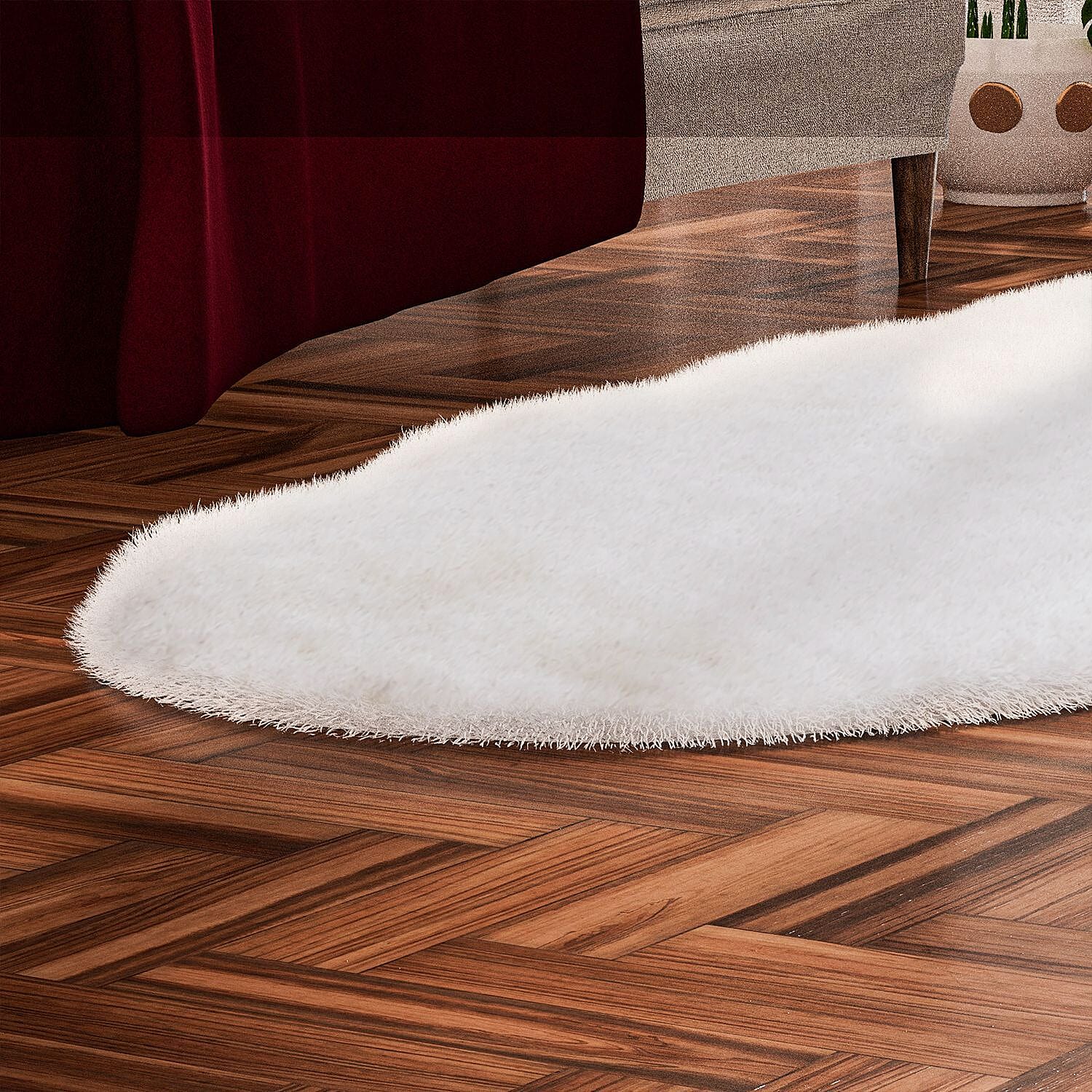 Acrylic Patterned Rug and Door Mat - White