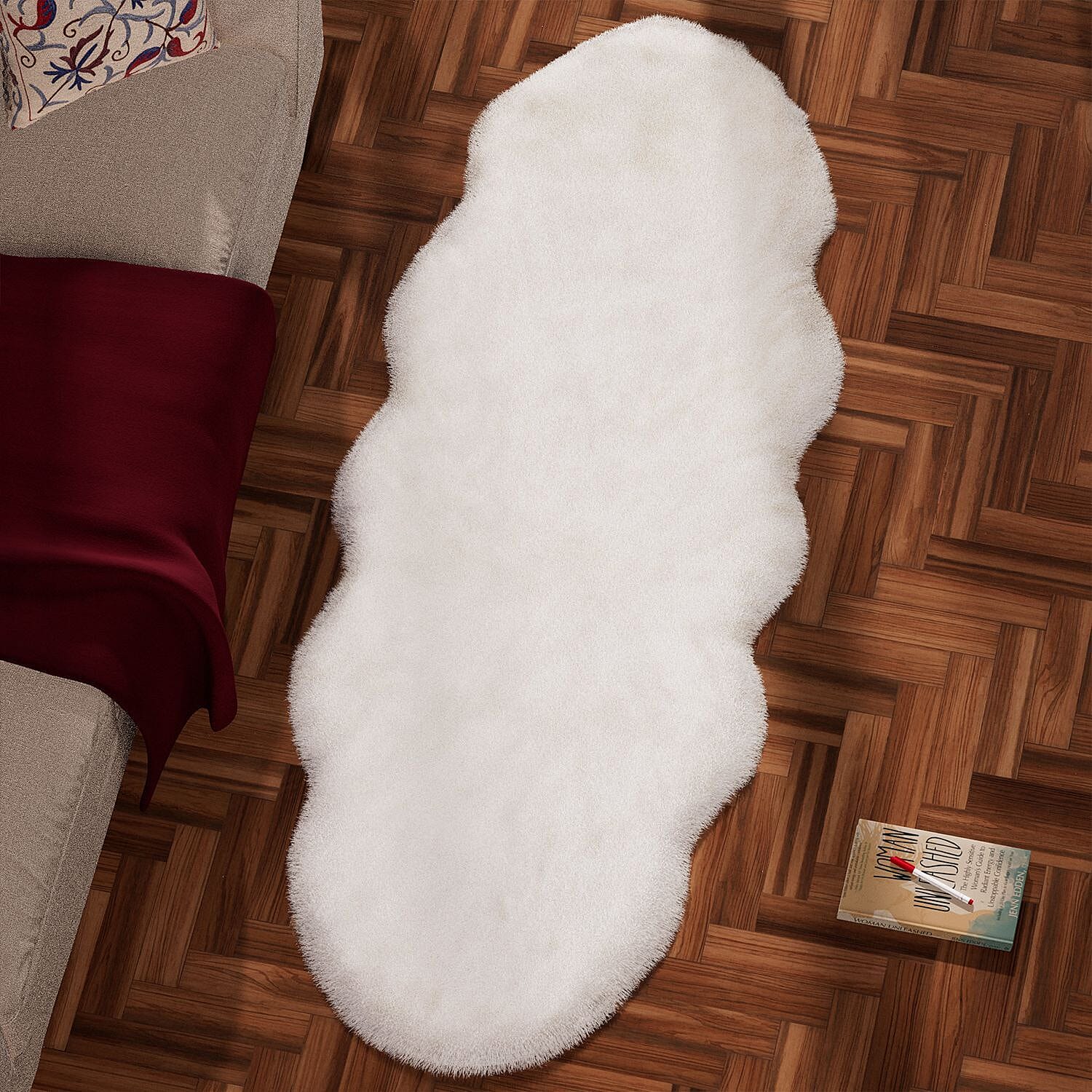 Acrylic Patterned Rug and Door Mat - White