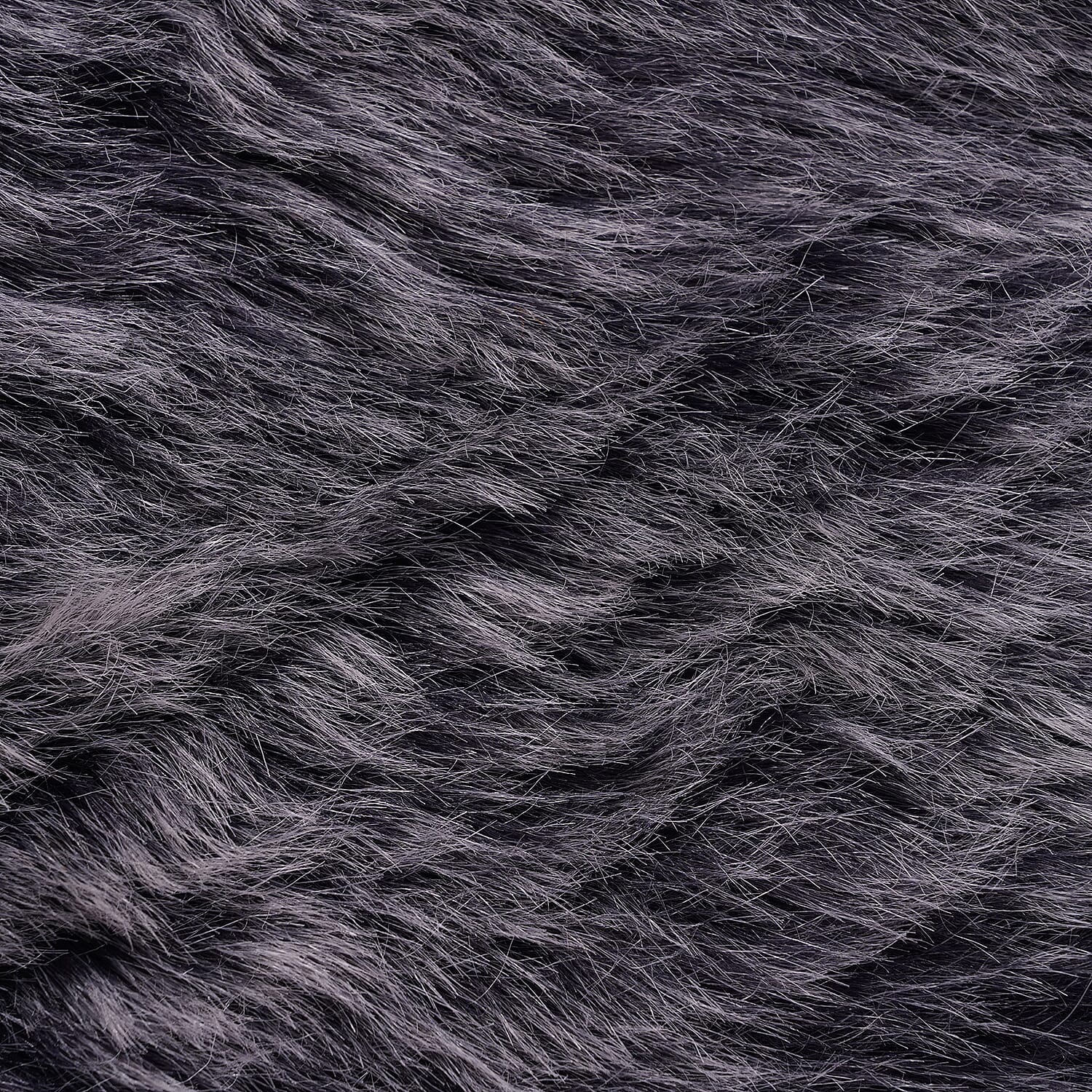 Non-Slip Faux Fur Knitted Rug (Size 180x60 cm) - Black