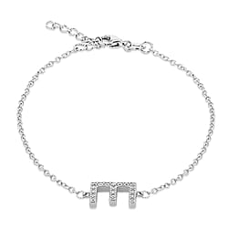 A  Cubic Zirconia  Bracelet (Size - 7.5) in Rhodium Overlay Sterling Silver 0.08 ct  0.080  Ct.