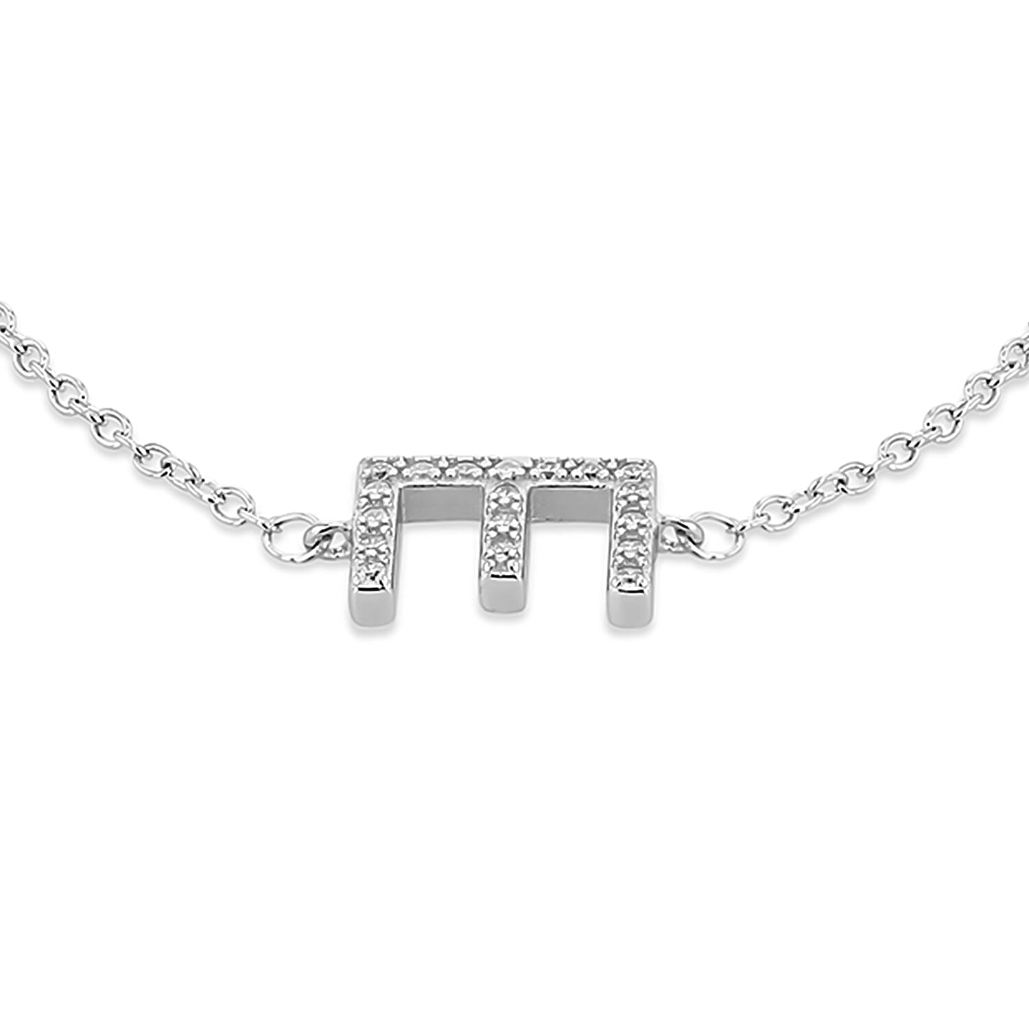 Cubic Zirconia  Bracelet (Size - 7.5) in Rhodium Overlay Sterling Silver 0.08 ct  0.080  Ct.