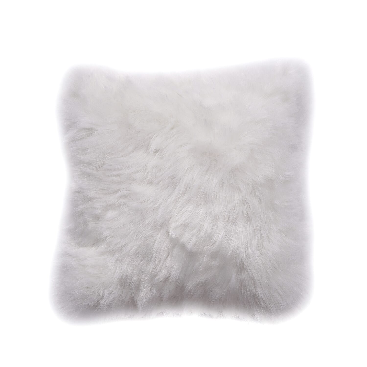 Super Soft Faux Fur Cushion Cover (Size 45x45 cm) - White