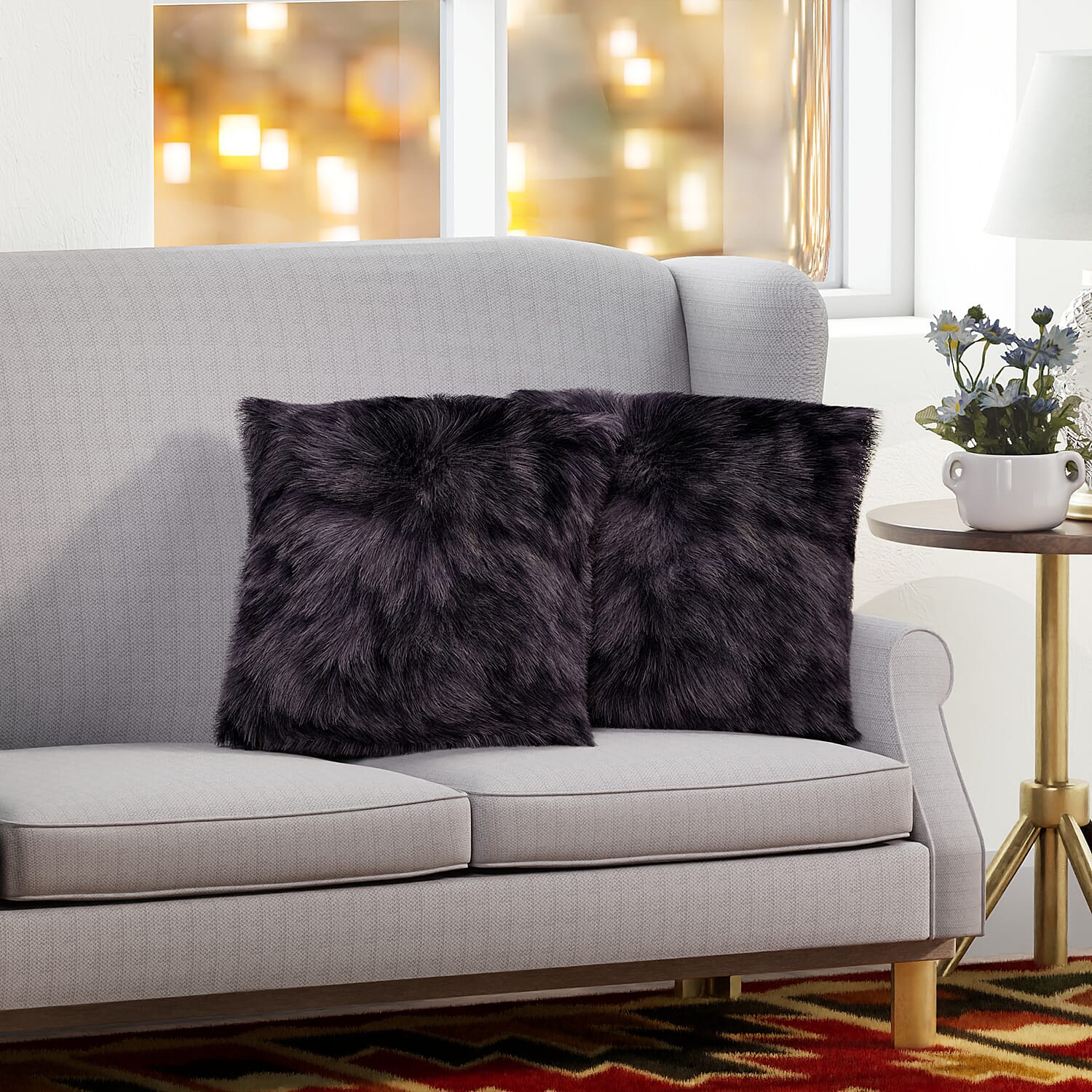 Super Soft Faux Fur Cushion Cover (Size 45x45 cm) - Grey