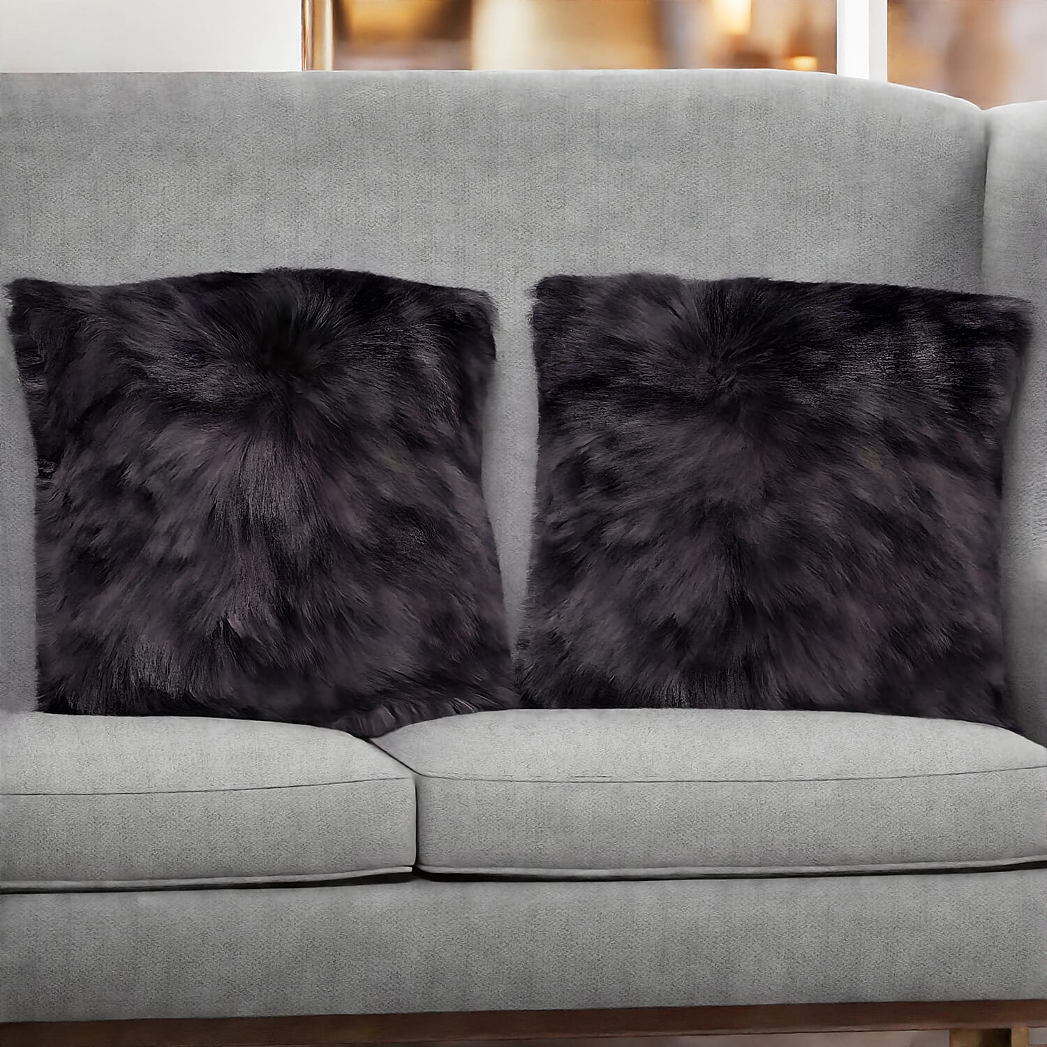 Super Soft Faux Fur Cushion Cover (Size 45x45 cm) - Grey