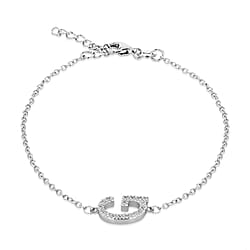 A  Cubic Zirconia  Bracelet (Size - 7.5) in Rhodium Overlay Sterling Silver 0.08 ct  0.080  Ct.