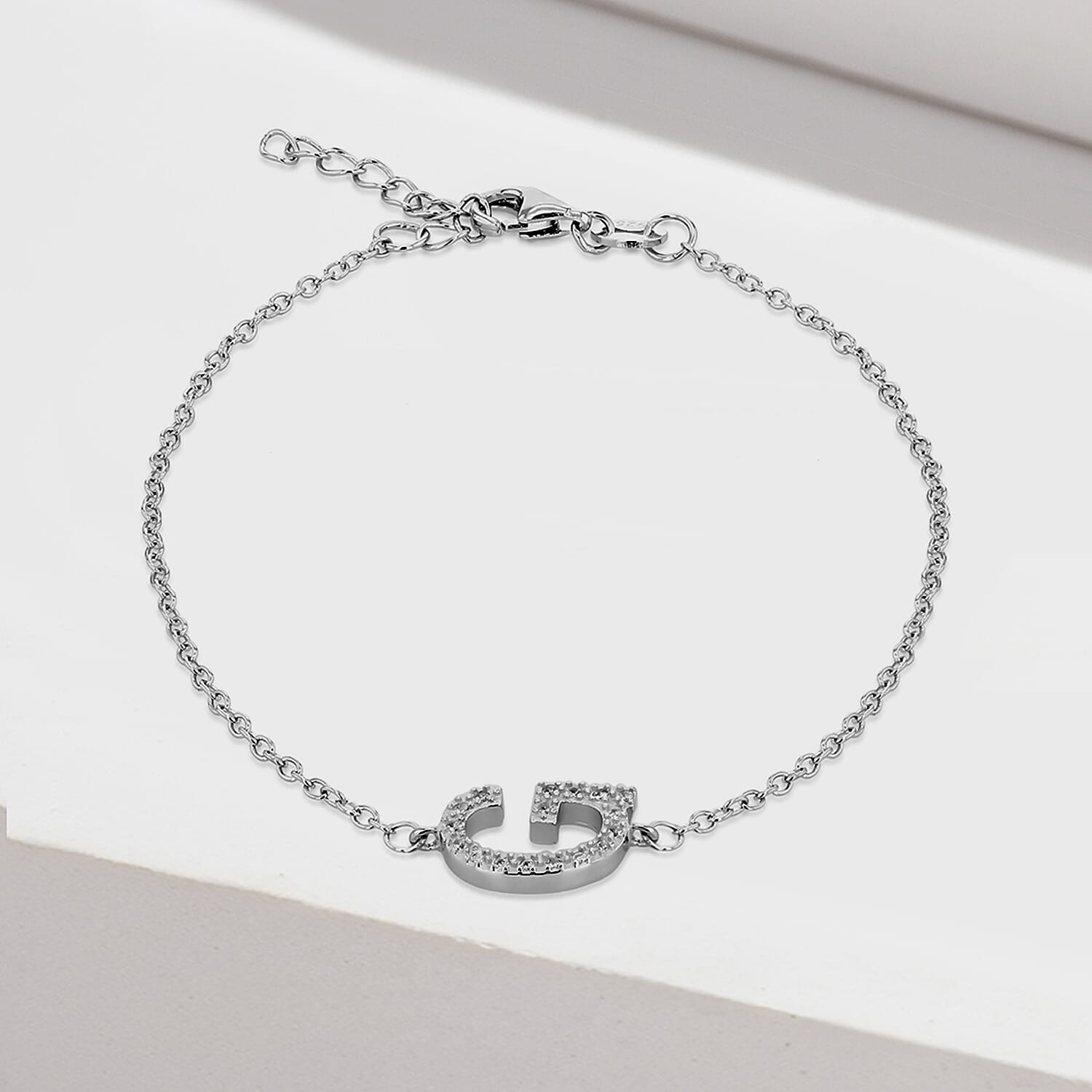 Cubic Zirconia  Bracelet (Size - 7.5)  Sterling Silver 0.09 ct  0.085  Ct.