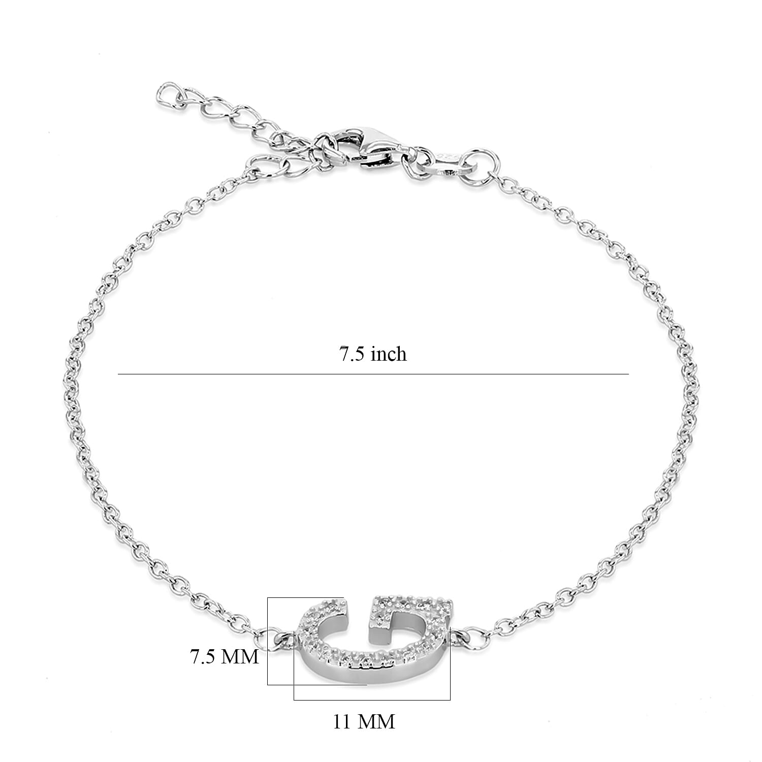 Cubic Zirconia  Bracelet (Size - 7.5)  Sterling Silver 0.09 ct  0.085  Ct.